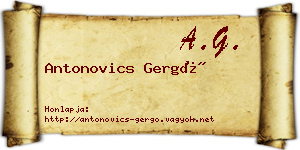 Antonovics Gergő névjegykártya